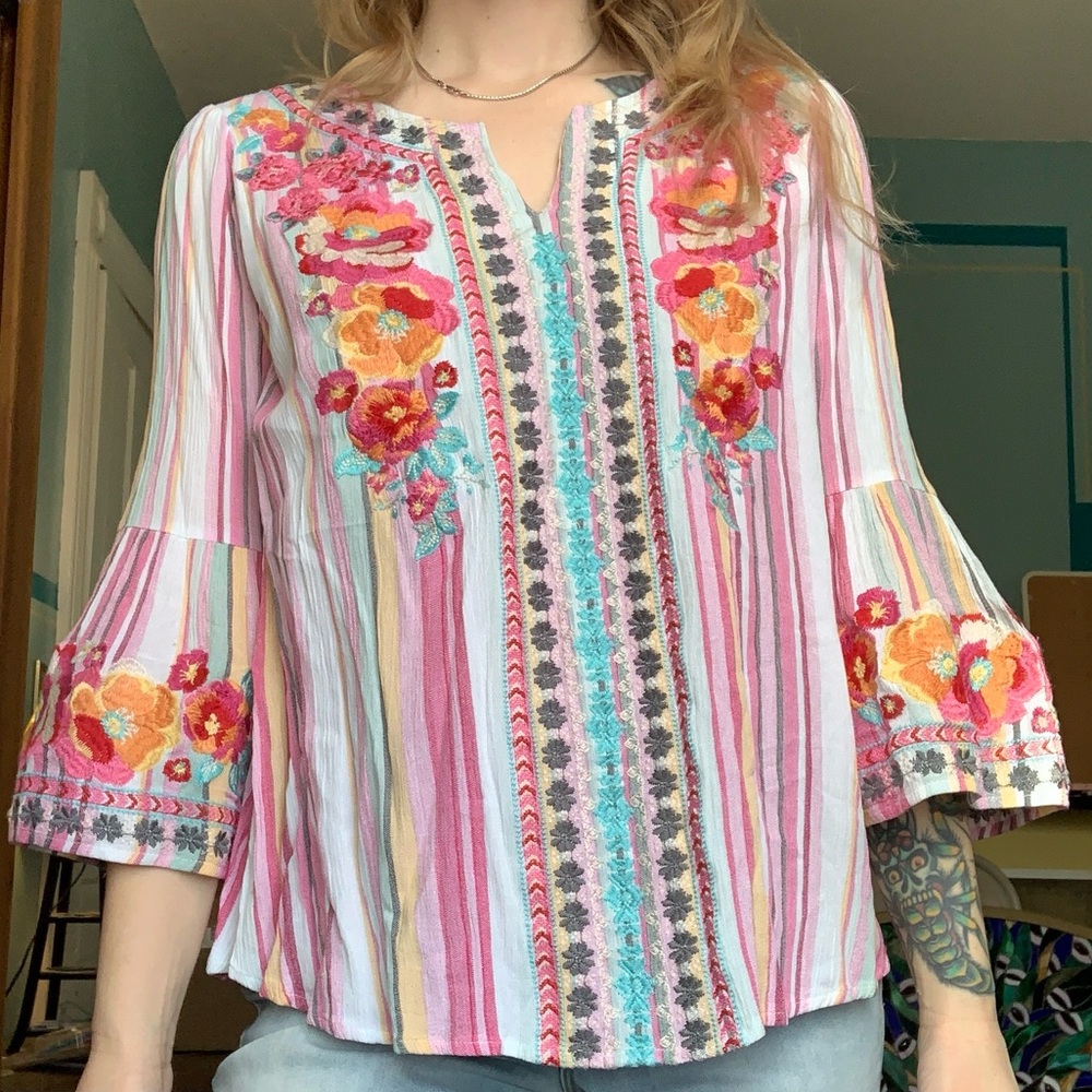 Savanna Jane Multicolor Embroidered Blouse